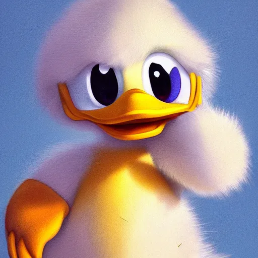 Image similar to cutie fluffy creature donald duck, digital art, 3 d, octave render, masterpiece, mega detailed, pixar, disney, vivid illustration, cartoon, fantasy, by george stubbs, artgerm, in the style of ghibli kazuo oga, pastel fur