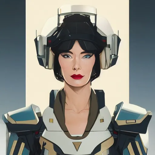 Image similar to a portrait of a stunning beautiful elite lena headey gundam pilot, with an intricate, detailed, urban inspired hiphop afro futuristic helmet, vector behance hd jesper ejsing, rhads, makoto shinkai, lois van baarle, ilya kuvshinov, rossdraws, hd, 3 2 k, ilya kuvshinov, gustav klimt