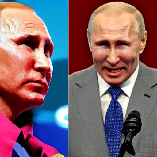 Image similar to heavyweight boxing match putin vs biden. high colors. loud noises