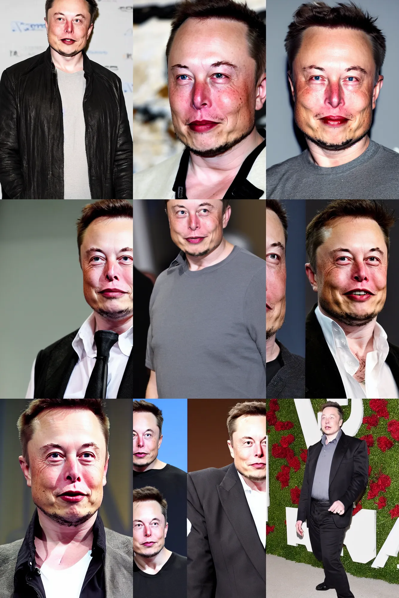 Prompt: elon musk with short bleached hair and a soul patch!!!!!!!