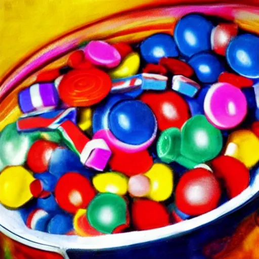Image similar to john candy in a bowl of candy, high detail