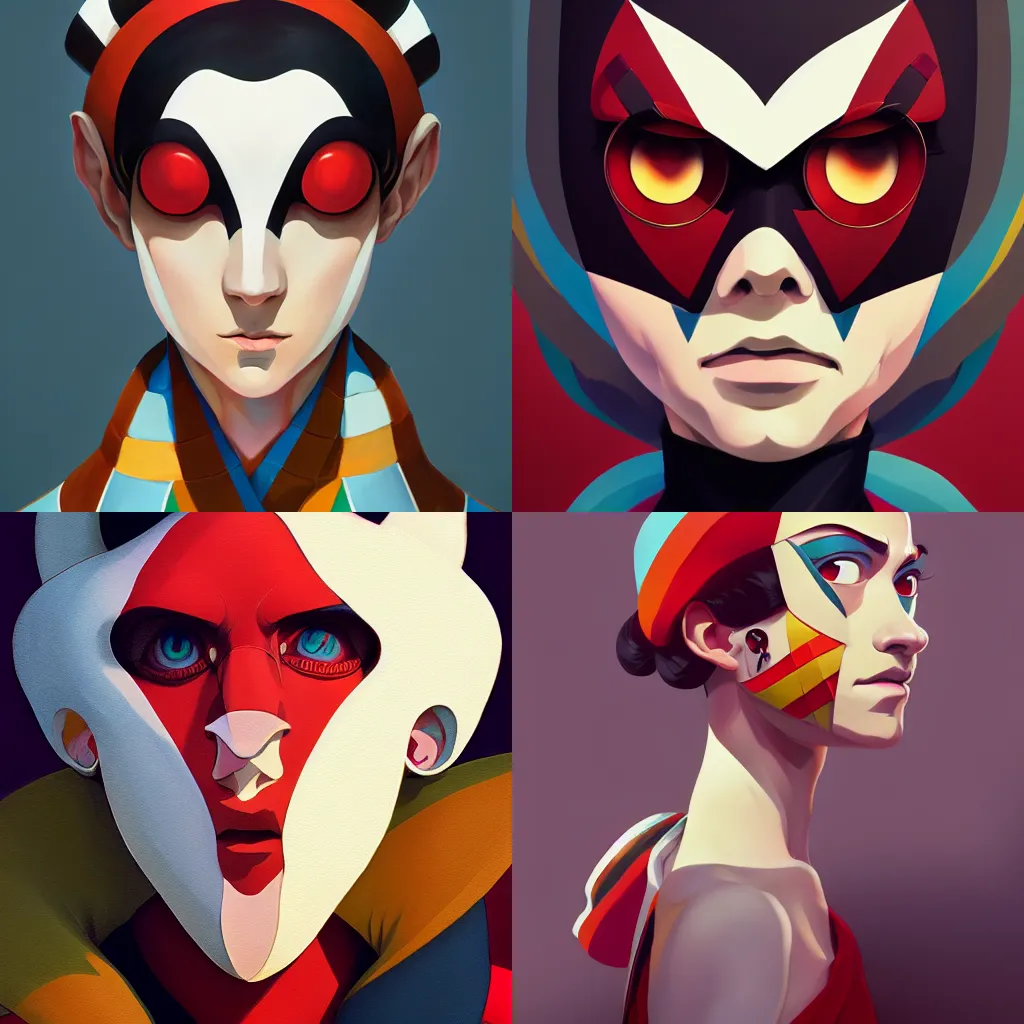 Prompt: portrait of harlequin, artstation, elegant, highly detailed, digital painting, concept art, smooth, sharp focus, illustration, art by studio ghibli, fujita goro, atey ghailan, tom whalen, jean giraud 8 k