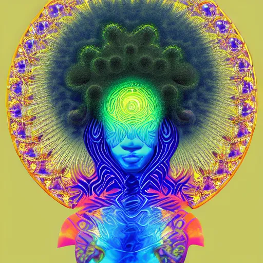 Image similar to african fractals, adinkra symbols, cosmic afro goddess, by alex grey and Agostino Arrivabene, mandelbulber3d, 8k resolution, ambient oclusion