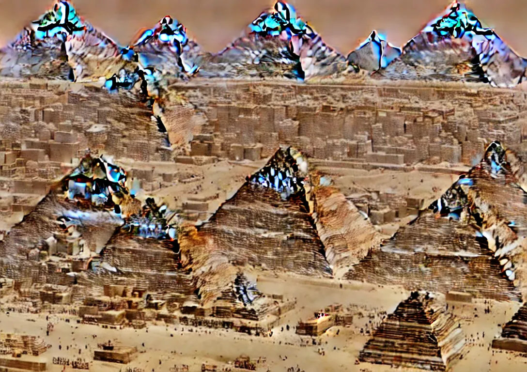 Image similar to Great Pyramids turning into gigantic robots with lasers in Egypt. Photorealistic. Intricate details.