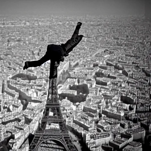 Image similar to keemstar falling from the top of the eiffel tower 3 5 mm