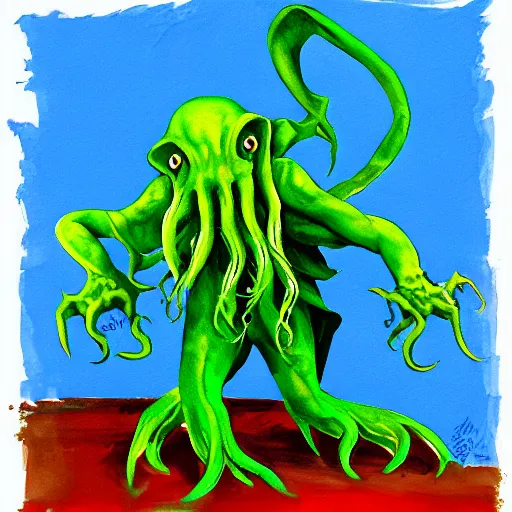 Image similar to Cthulhu painted in the style of Eric Carle