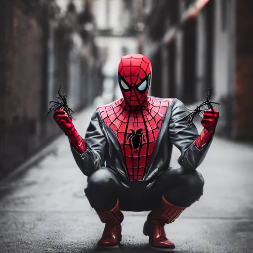 Prompt: dslr portrait still of steampunk spider - man, 8 k, 8 5 mm f 1. 4