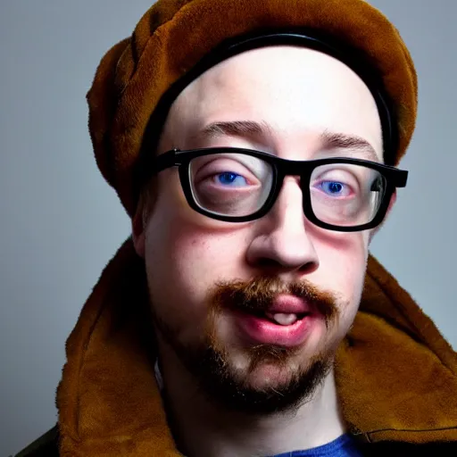 Prompt: professional head shot of sam hyde wearing a soviet military ushanka, very detailed, very intricate, detailed face,