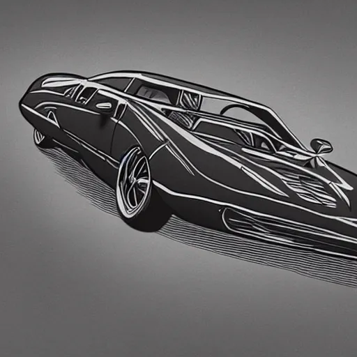 Prompt: a car drawn by andrew domachowski style, retrofuturism