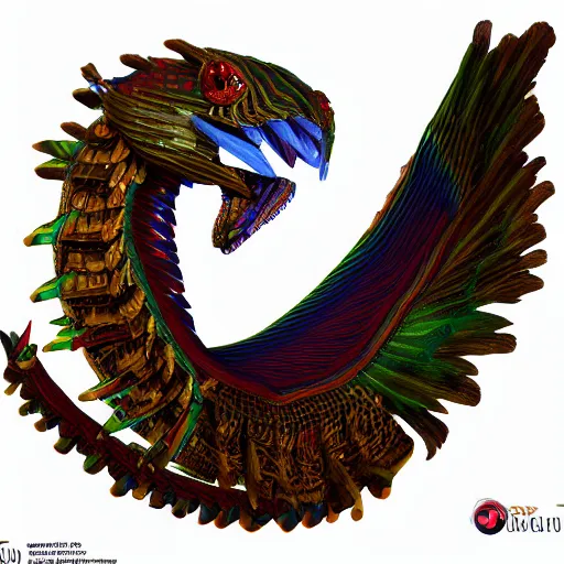 Image similar to a quetzalcoatl, trending on artstation, highly detailed, 8k, beautiful, dynamic lighting, detailed face, ornate armor, crochet skin