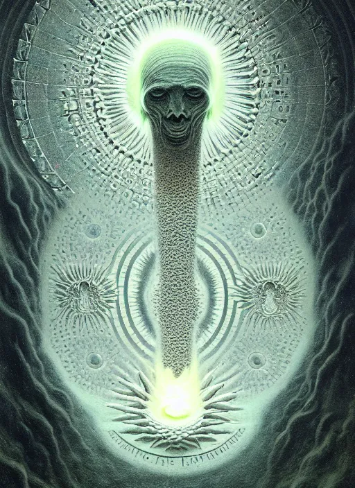 Prompt: antediluvian occult cosmology, panspermia, by daniel arsham and robert hooke and ernst haeckel and agostino arrivabene and joaquin sorolla and paolo gioli, rule of thirds, vivid colours, negative space, atmospheric, digital painting, artstation, concept art, smooth, sharp focus