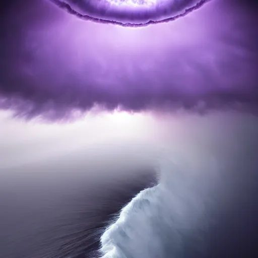 Prompt: amazing photo of the eye of the storm, purple, by marc adamus, digital art, beautiful dramatic lighting