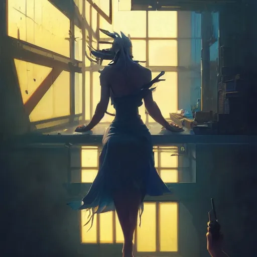 Image similar to dall · e 2 on fire, greg rutkowski, loish, rhads, beeple, makoto shinkai, tom bagshaw, alphonse mucha, sharp focus, art by artgerm and greg rutkowski, stanley kubrick, backlit, harsh overhead sunlight,