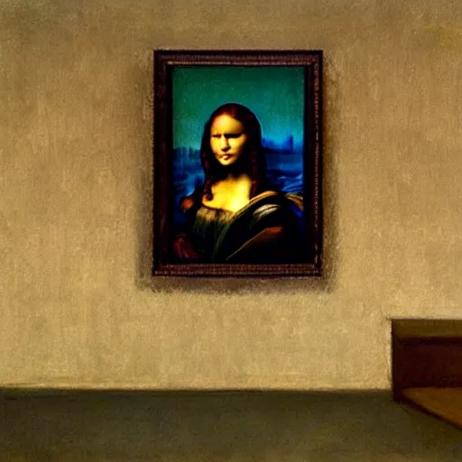 Prompt: mona lisa by edward hopper