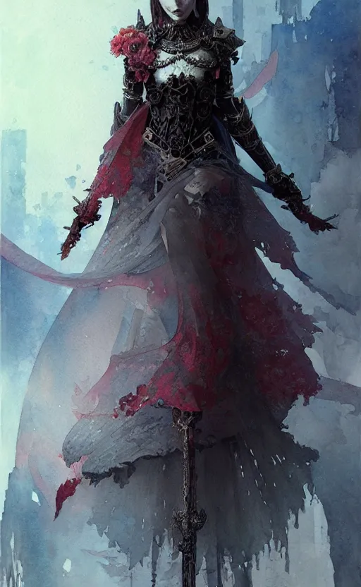 Prompt: imperial princess knight ( ( ( gothic ) ) ) girl. intricate, centered, amazing composition, watercolor, by ruan jia, by marc simonetti, by robert hubert, by zhang kechun, illustration