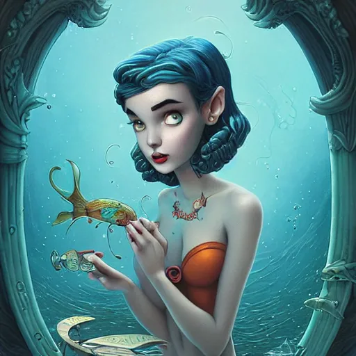 Image similar to Lofi aquatic portrait Pixar style by Joe Fenton and Stanley Artgerm and Tom Bagshaw and Tim Burton