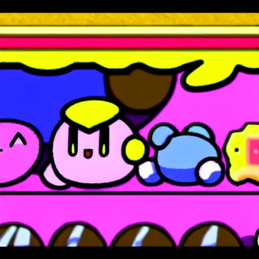 Image similar to kirby consuming himself, kirby's dreamland gameplay