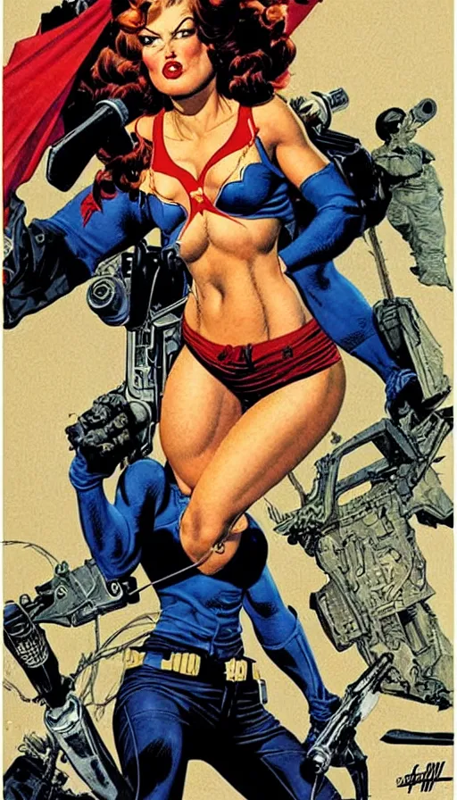 Image similar to female version of the punisher. portrait by clyde caldwell and jean giraud and anton otto fischer and john philip falter and will eisner and gil elvgren