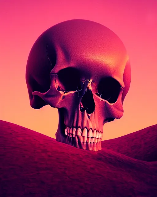 Prompt: epic composition of a dessert skull landscape by stuart lippincott and petergic, 8 k trending on behance