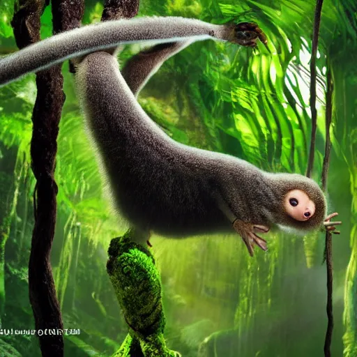 Image similar to a photograph of momo, the flying lemur in a jungle. live action still from avatar the last airbender ( 2 0 2 5 ). anime in real life. color harmony, 8 k detail, gallery quality, hd wallpaper, premium prints available.