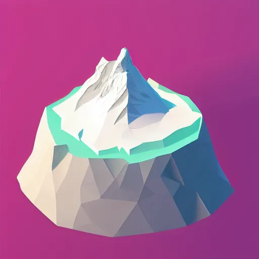 Image similar to floating island with mount everest in the sky, low poly, isometric art, 3d art, high detail, artstation, concept art, behance, ray tracing, smooth, sharp focus, ethereal lighting