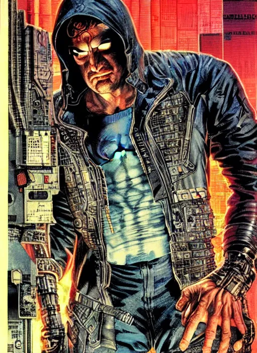 Image similar to cyberpunk the punisher. portrait by clyde caldwell and jean giraud and anton otto fischer and john philip falter and will eisner and gil elvgren