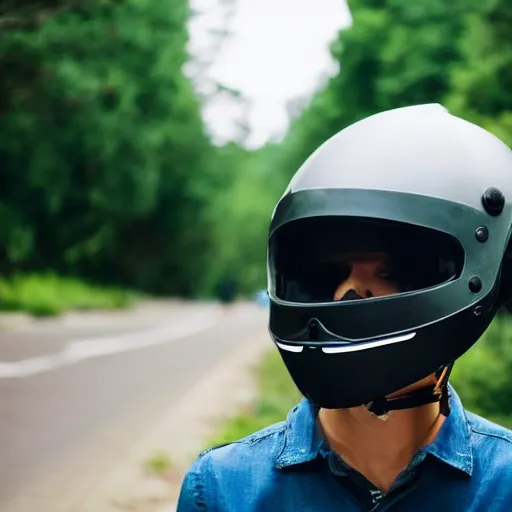 Prompt: person wearing motorcycle helmet