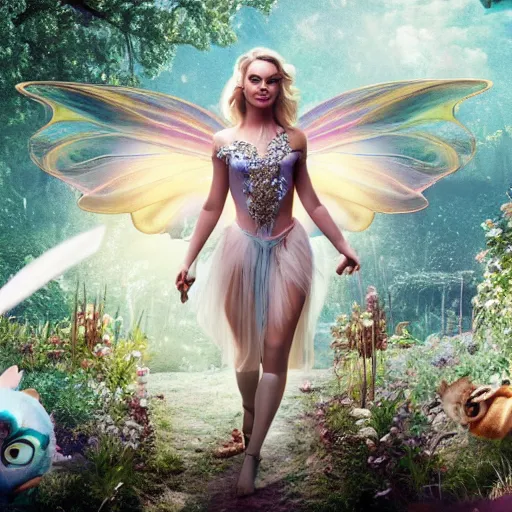 Prompt: margot robbie as a beautiful fairy, 8 k resolution hyperdetailed photo realistic, extremely high quality and life like