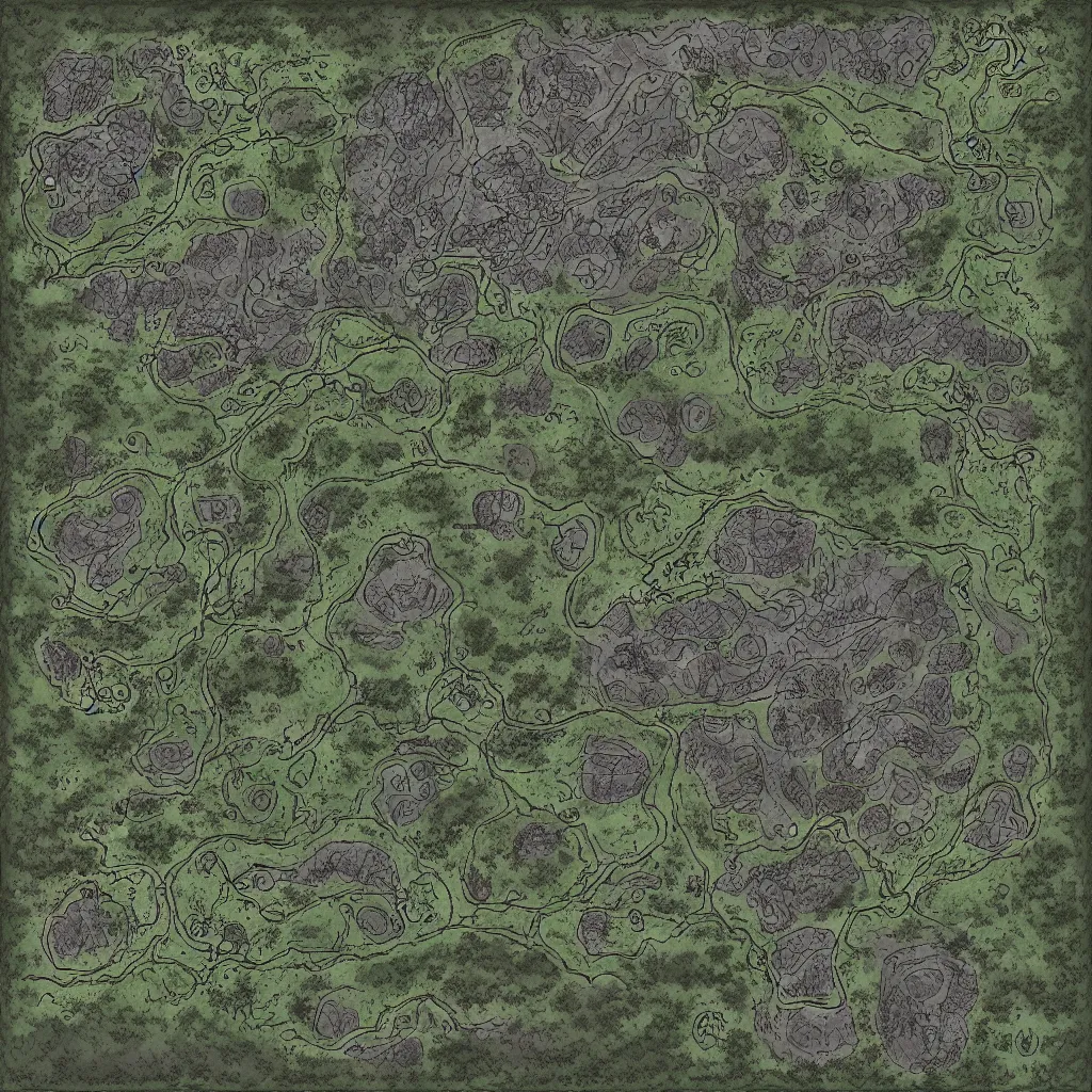 Image similar to a ttrpg map of a moonlit clearing in the woods, gridless, beautiful, 8 k, high quality digital art