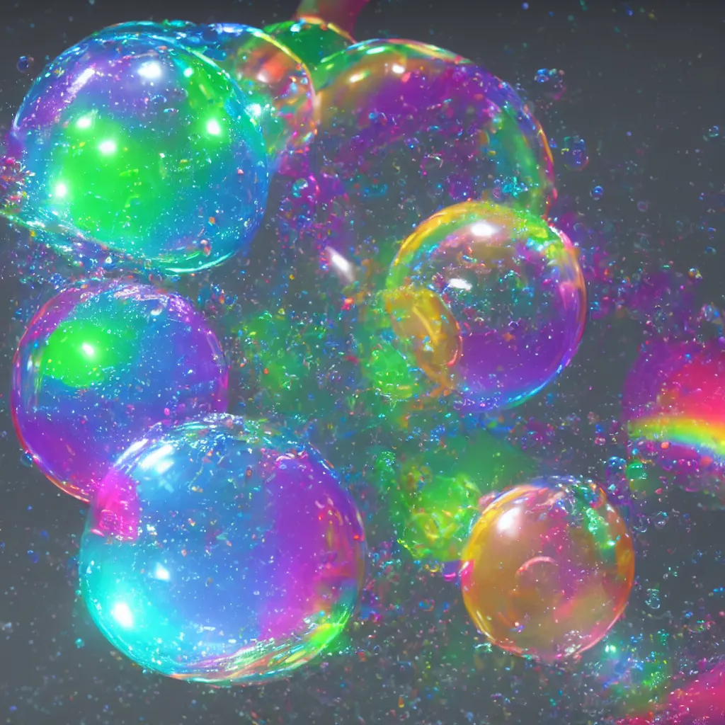 Image similar to rainbow soap bubble, hyper realistic, reflection, focus, magical, cryengine cg, 3 d, rendering, unreal engine