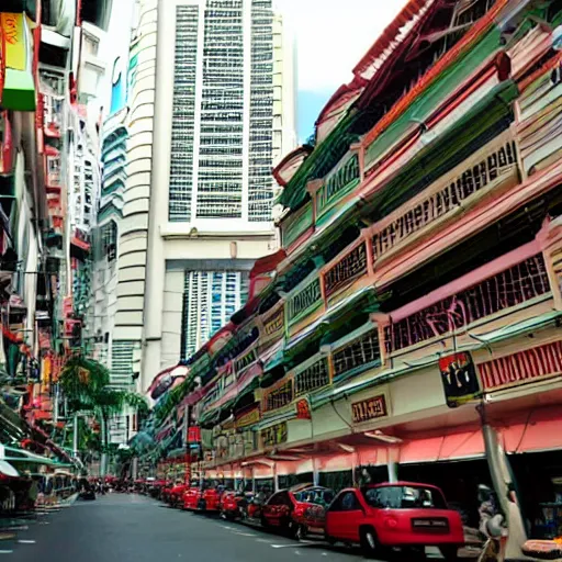 Prompt: bugis street in singapore, by moebius