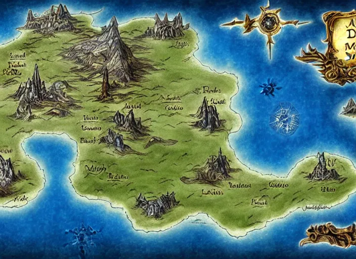 Image similar to dramatic map over fantasy world