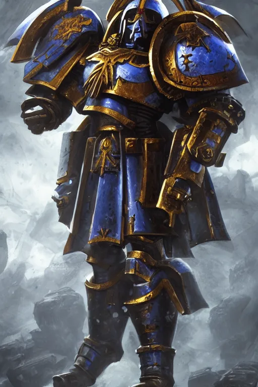 Image similar to armor portrait heros warhammer 4 0 k horus heresy fanart - the primarchs emperor by johannes helgeson animated with vfx concept artist & illustrator global illumination ray tracing hdr fanart arstation zbrush central hardmesh 8 k octane renderer