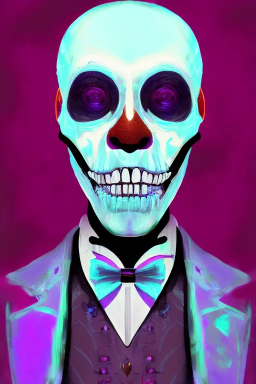 Image similar to portrait of baron samedi | cyber neon lights | digital painting | artstation