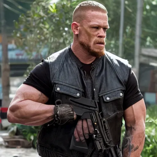 Image similar to jhon cena in sons of anarchy very detailed 4k quality super realistic