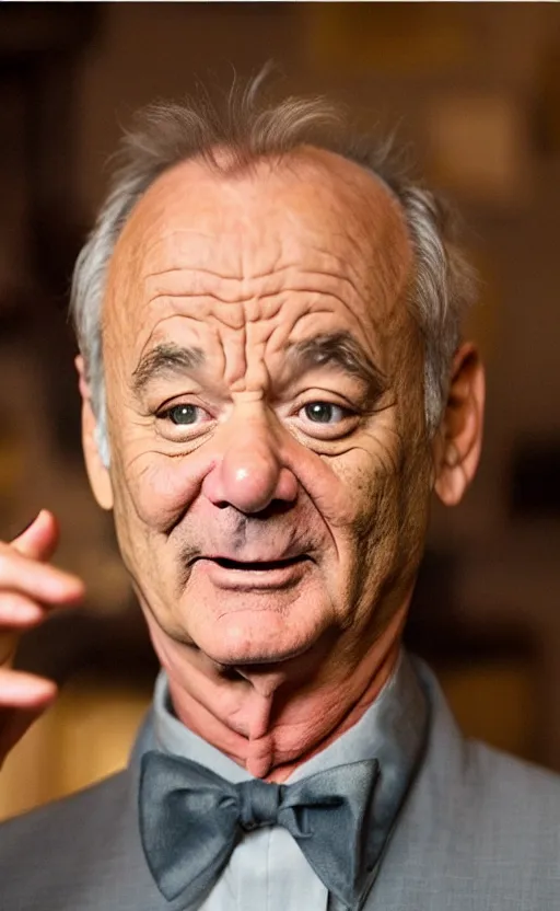 Image similar to bill murray talking stupidly, cinematic composition and lighting