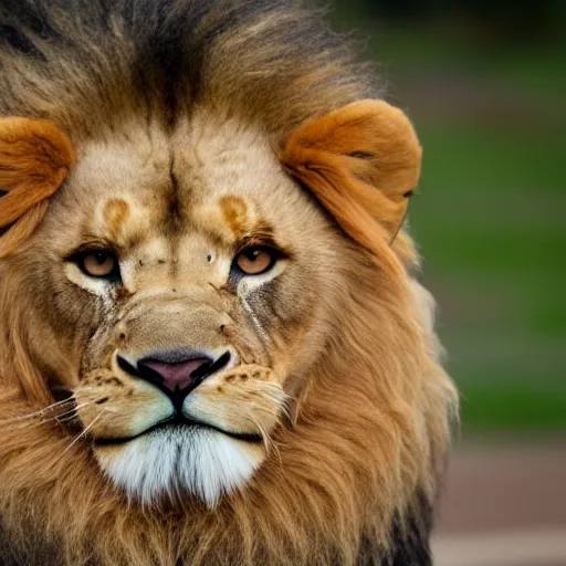 Prompt: a furry fuzzy ball with the face of a lion, 4 k