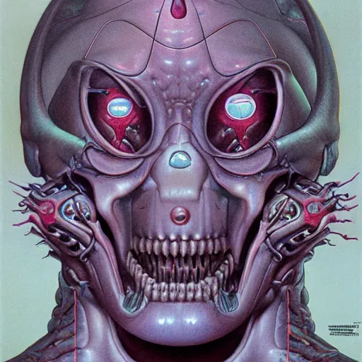 Image similar to portrait of biomechanical being without eyes by wayne barlowe