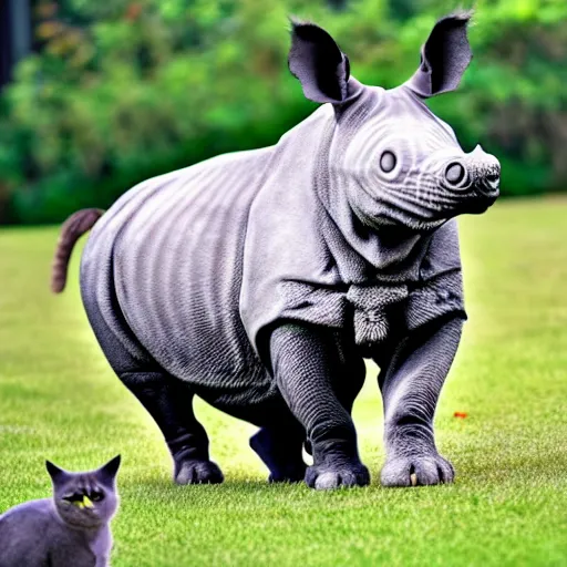 Image similar to hybrid between a cat and a rhinoceros