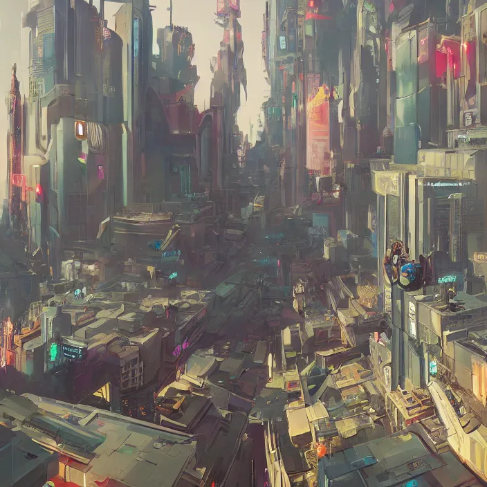 Prompt: a beautiful painting of a cyberpunk city by sergey kolesov and vania zouravliov and pascal blanche and rhads. in style of colorful comic noir illustration, symmetry, sci fi, hyper detailed. octane render. trending on artstation