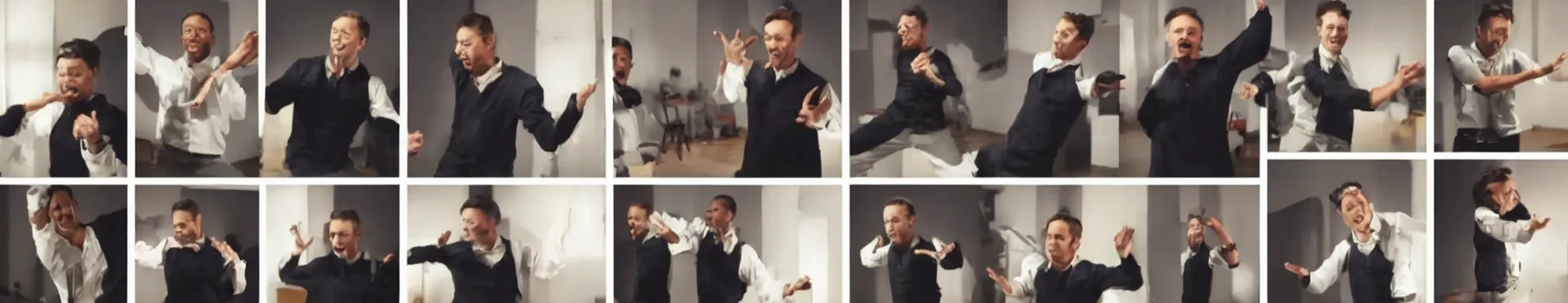 Image similar to 6 frames from a video of a man dancing