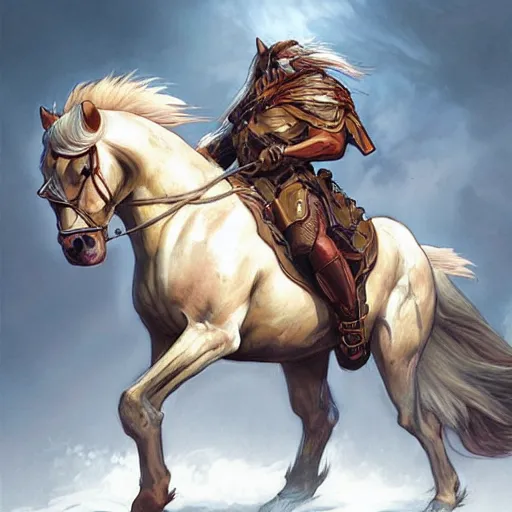 Image similar to splash art of bara horse fursona, wearing kevlar, sporting a long white mane, exaggerated muscles, highly detailed, furry, furaffinity, digital painting, artstation, sharp focus, illustration, art by artgerm, greg rutkowski, alphonse mucha