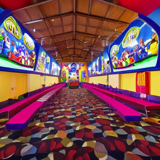 Image similar to photo of interior of a chuck e. cheese church cathedral