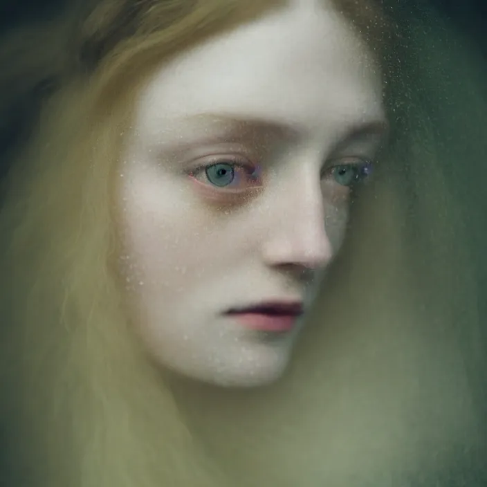 Image similar to Kodak Portra 400, 8K,ARTSTATION, Caroline Gariba, soft light, volumetric lighting, highly detailed, britt marling style 3/4 , extreme Close-up portrait photography of a beautiful woman how pre-Raphaelites,inspired by Ophelia paint, the face emerges from water of Pamukkale, hair are intricate with highly detailed realistic beautiful flowers , Realistic, Refined, Highly Detailed, interstellar outdoor soft pastel lighting colors scheme, outdoor fine art photography, Hyper realistic, photo realistic