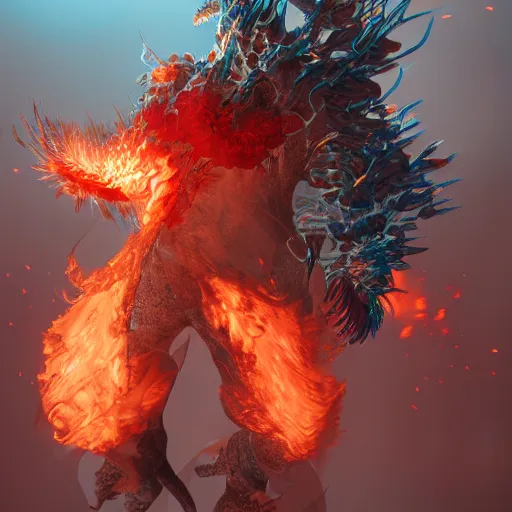 Image similar to fire wielding elemental being, character concept, hyper detailed, fractal, ray tracing, 4k