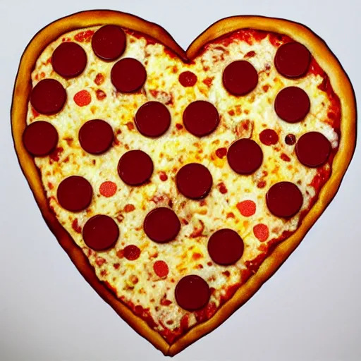 Image similar to pizza heart. hyperdetailed photorealism