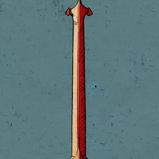 Image similar to an evil sword, on a plain fabric background. diagonal composition, symmetrical ( concept art by enki bilal, museum picture, 4 k, backlit )