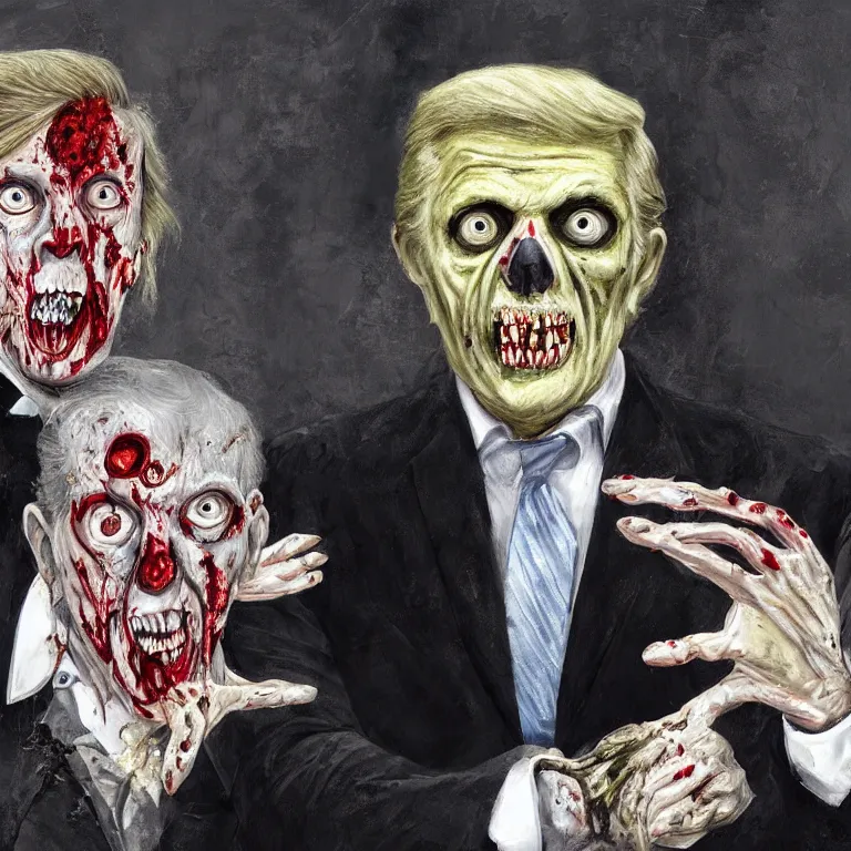 Prompt: Official White House portrait of a zombie President