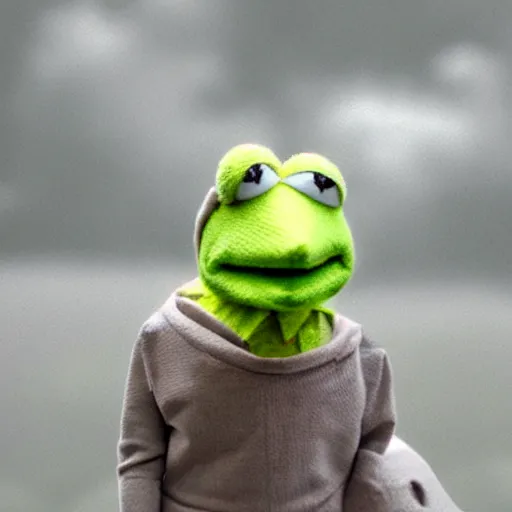 Image similar to Kermit made of translucent clouds and fog