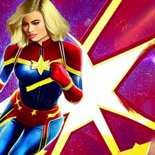 Prompt: kylie jenner as captain marvel